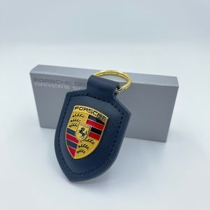 PORSCHE Leather KeyFob Keyring Keychain black new with box